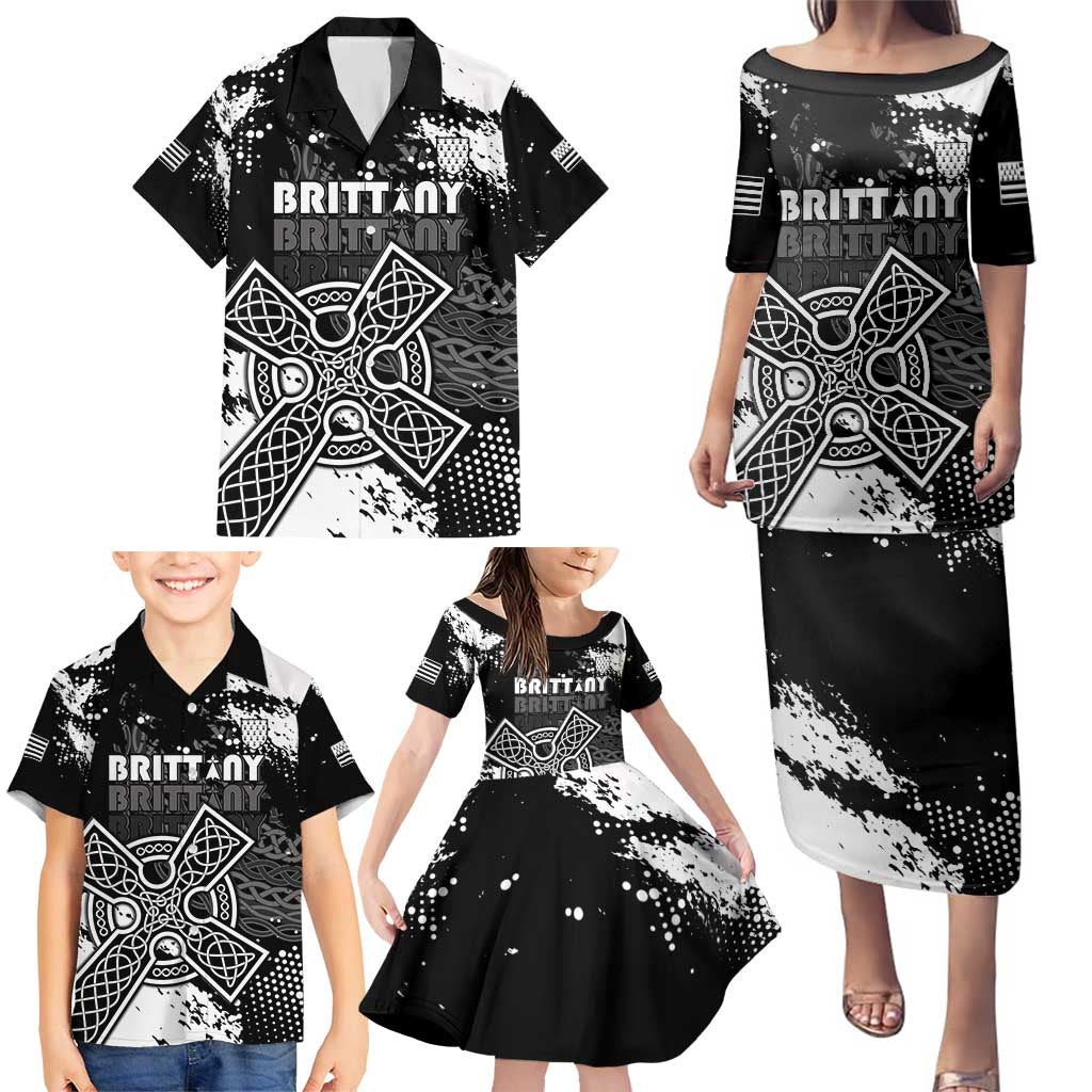 Personalized Brittany Celtic Cross Family Matching Puletasi and Hawaiian Shirt With Celtic Knotwork - Wonder Print Shop