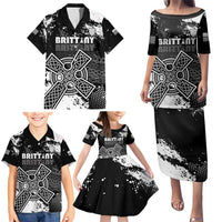 Personalized Brittany Celtic Cross Family Matching Puletasi and Hawaiian Shirt With Celtic Knotwork - Wonder Print Shop