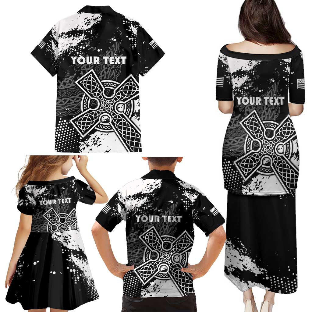 Personalized Brittany Celtic Cross Family Matching Puletasi and Hawaiian Shirt With Celtic Knotwork - Wonder Print Shop