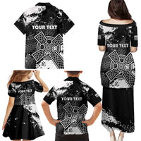 Personalized Brittany Celtic Cross Family Matching Puletasi and Hawaiian Shirt With Celtic Knotwork - Wonder Print Shop