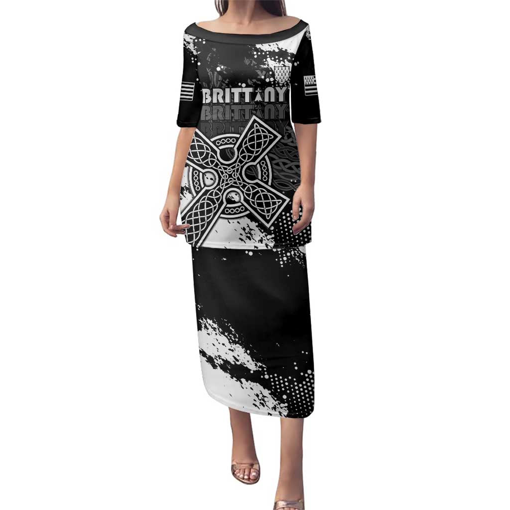 Personalized Brittany Celtic Cross Family Matching Puletasi and Hawaiian Shirt With Celtic Knotwork - Wonder Print Shop