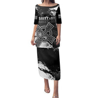 Personalized Brittany Celtic Cross Family Matching Puletasi and Hawaiian Shirt With Celtic Knotwork - Wonder Print Shop