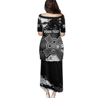 Personalized Brittany Celtic Cross Family Matching Puletasi and Hawaiian Shirt With Celtic Knotwork - Wonder Print Shop