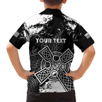 Personalized Brittany Celtic Cross Family Matching Short Sleeve Bodycon Dress and Hawaiian Shirt With Celtic Knotwork - Wonder Print Shop