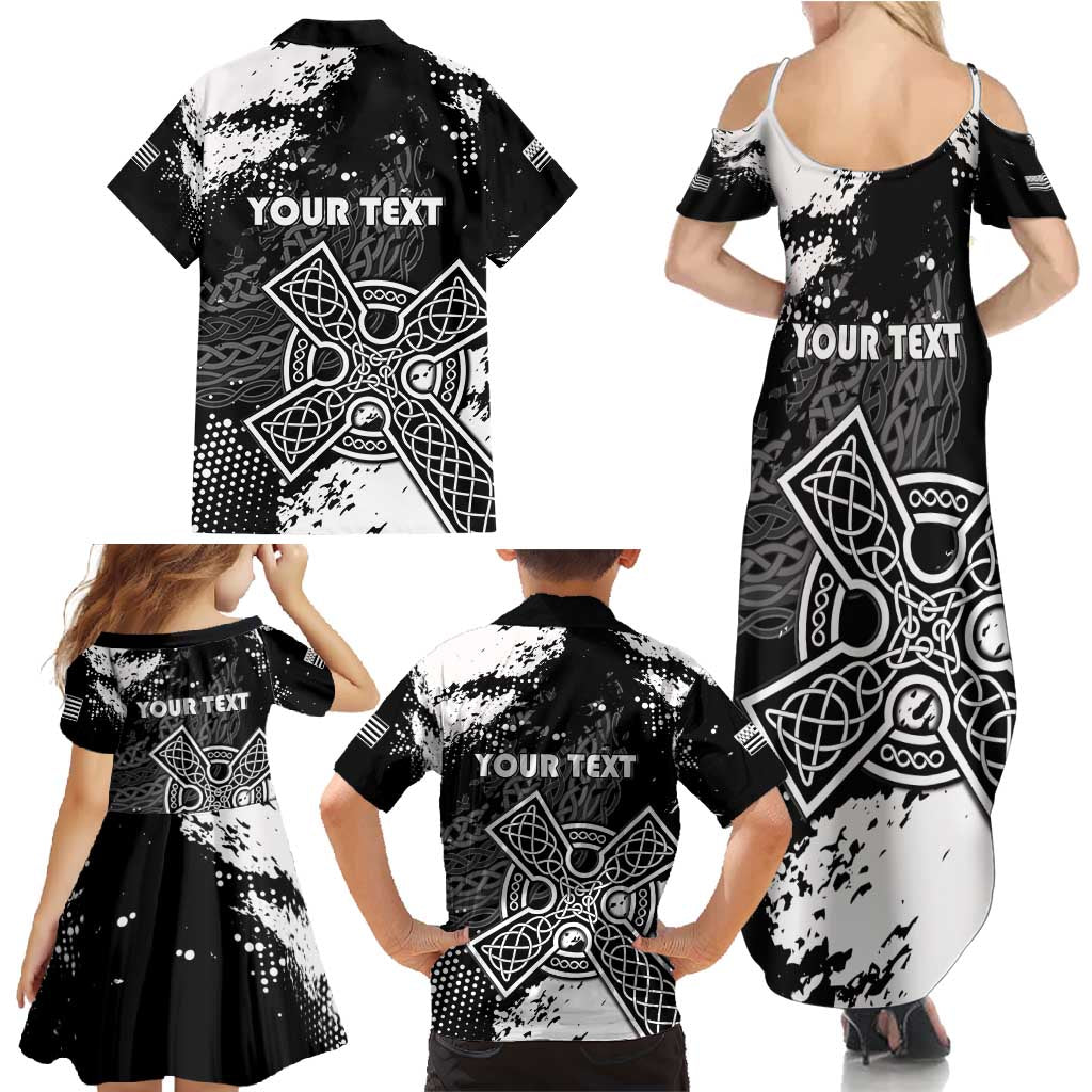 Personalized Brittany Celtic Cross Family Matching Summer Maxi Dress and Hawaiian Shirt With Celtic Knotwork - Wonder Print Shop