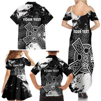 Personalized Brittany Celtic Cross Family Matching Summer Maxi Dress and Hawaiian Shirt With Celtic Knotwork - Wonder Print Shop