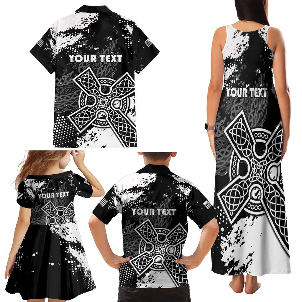 Personalized Brittany Celtic Cross Family Matching Tank Maxi Dress and Hawaiian Shirt With Celtic Knotwork - Wonder Print Shop