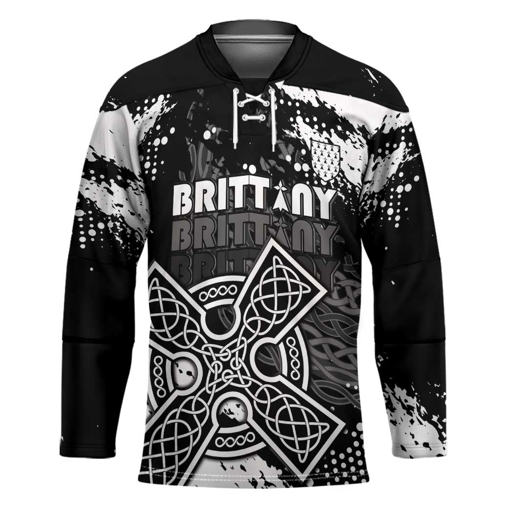 Personalized Brittany Celtic Cross Hockey Jersey With Celtic Knotwork - Wonder Print Shop