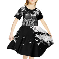 Personalized Brittany Celtic Cross Kid Short Sleeve Dress With Celtic Knotwork - Wonder Print Shop