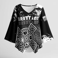 Personalized Brittany Celtic Cross Kimono Sleeve Blouse With Celtic Knotwork - Wonder Print Shop