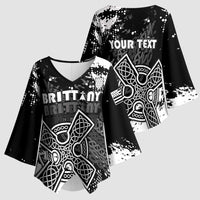 Personalized Brittany Celtic Cross Kimono Sleeve Blouse With Celtic Knotwork - Wonder Print Shop