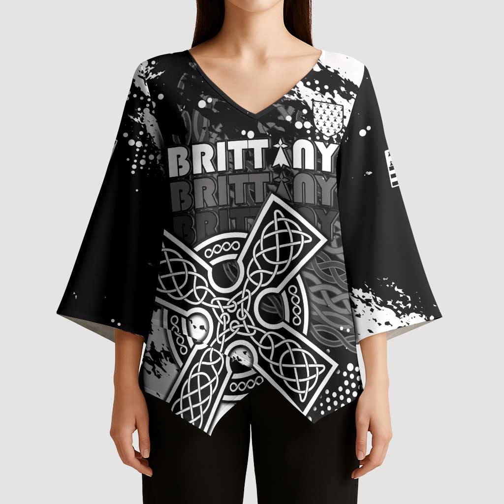 Personalized Brittany Celtic Cross Kimono Sleeve Blouse With Celtic Knotwork - Wonder Print Shop