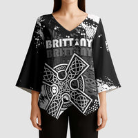 Personalized Brittany Celtic Cross Kimono Sleeve Blouse With Celtic Knotwork - Wonder Print Shop