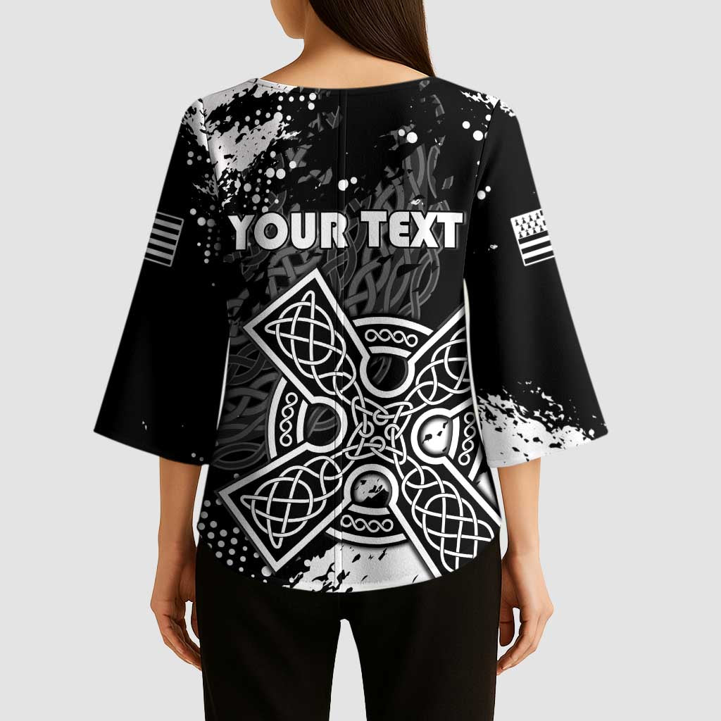 Personalized Brittany Celtic Cross Kimono Sleeve Blouse With Celtic Knotwork - Wonder Print Shop