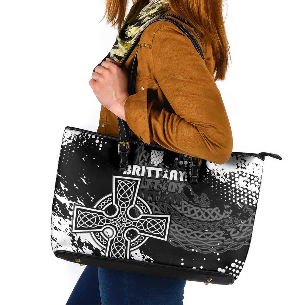 Brittany Celtic Cross Leather Tote Bag With Celtic Knotwork - Wonder Print Shop