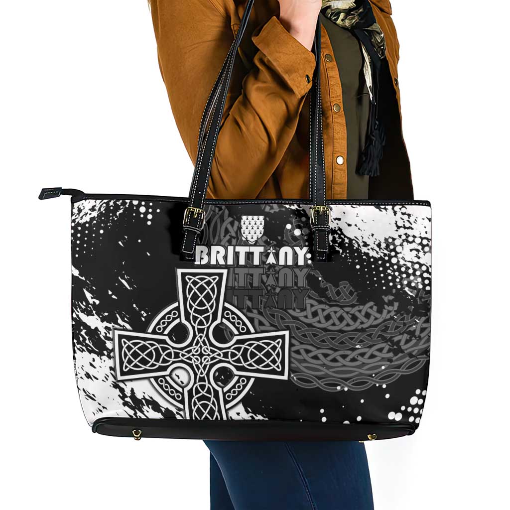Brittany Celtic Cross Leather Tote Bag With Celtic Knotwork - Wonder Print Shop