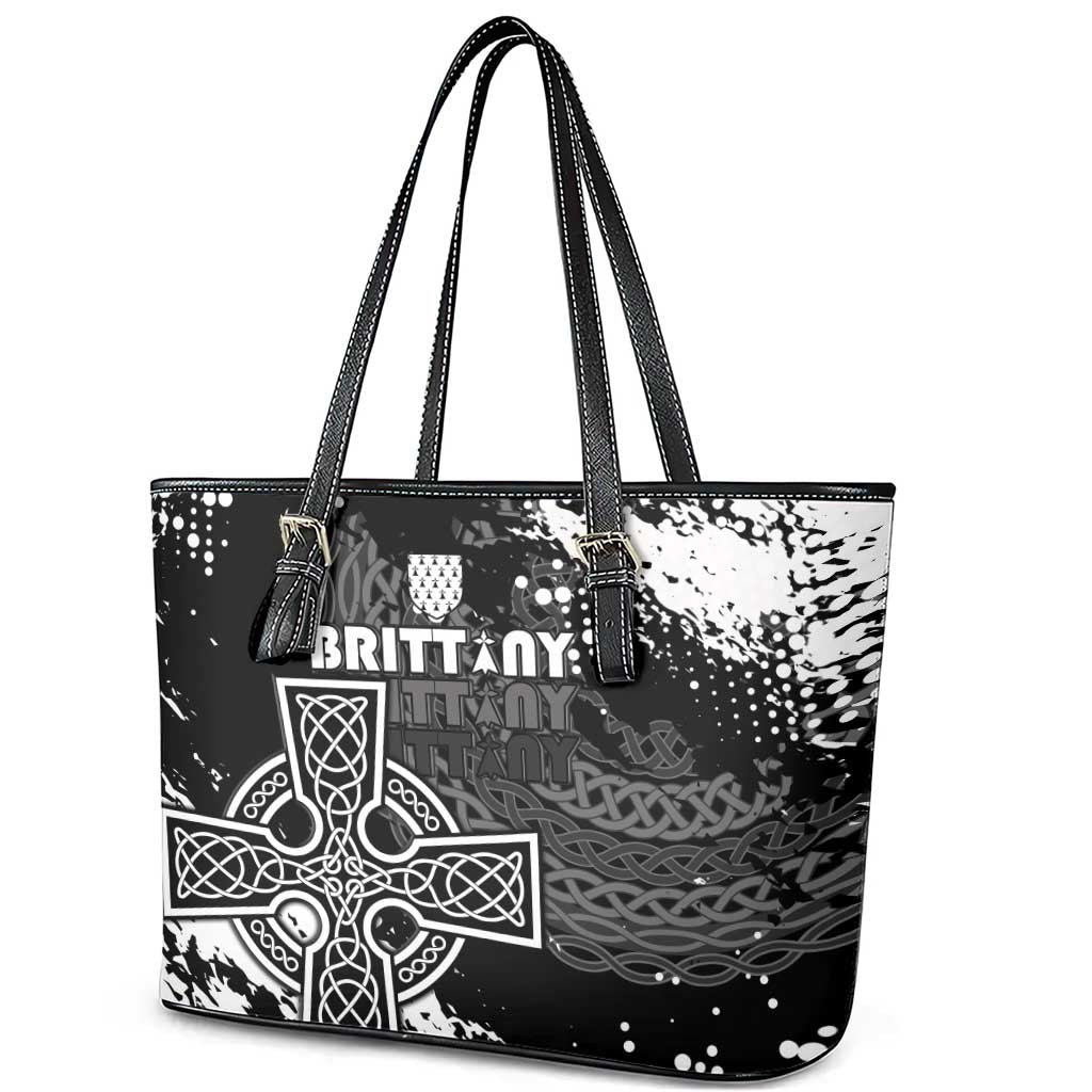 Brittany Celtic Cross Leather Tote Bag With Celtic Knotwork - Wonder Print Shop