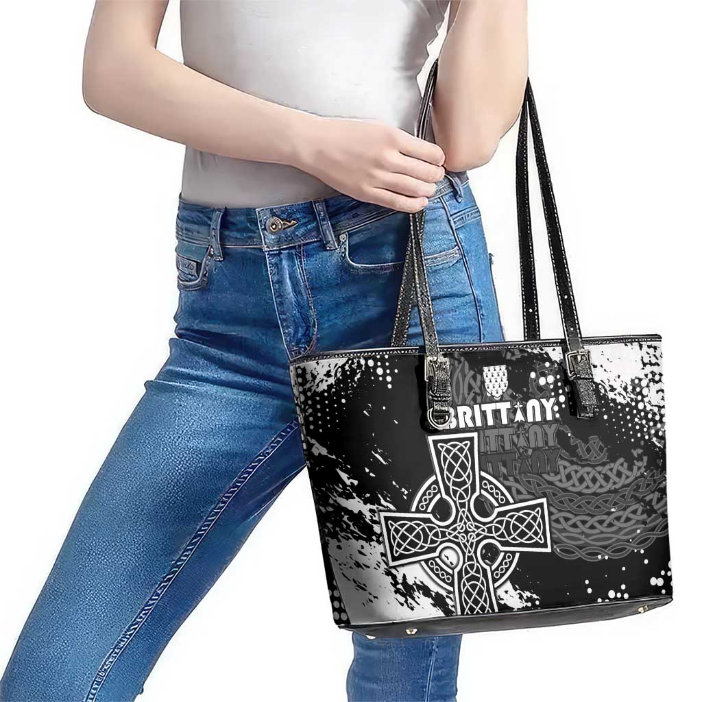 Brittany Celtic Cross Leather Tote Bag With Celtic Knotwork - Wonder Print Shop