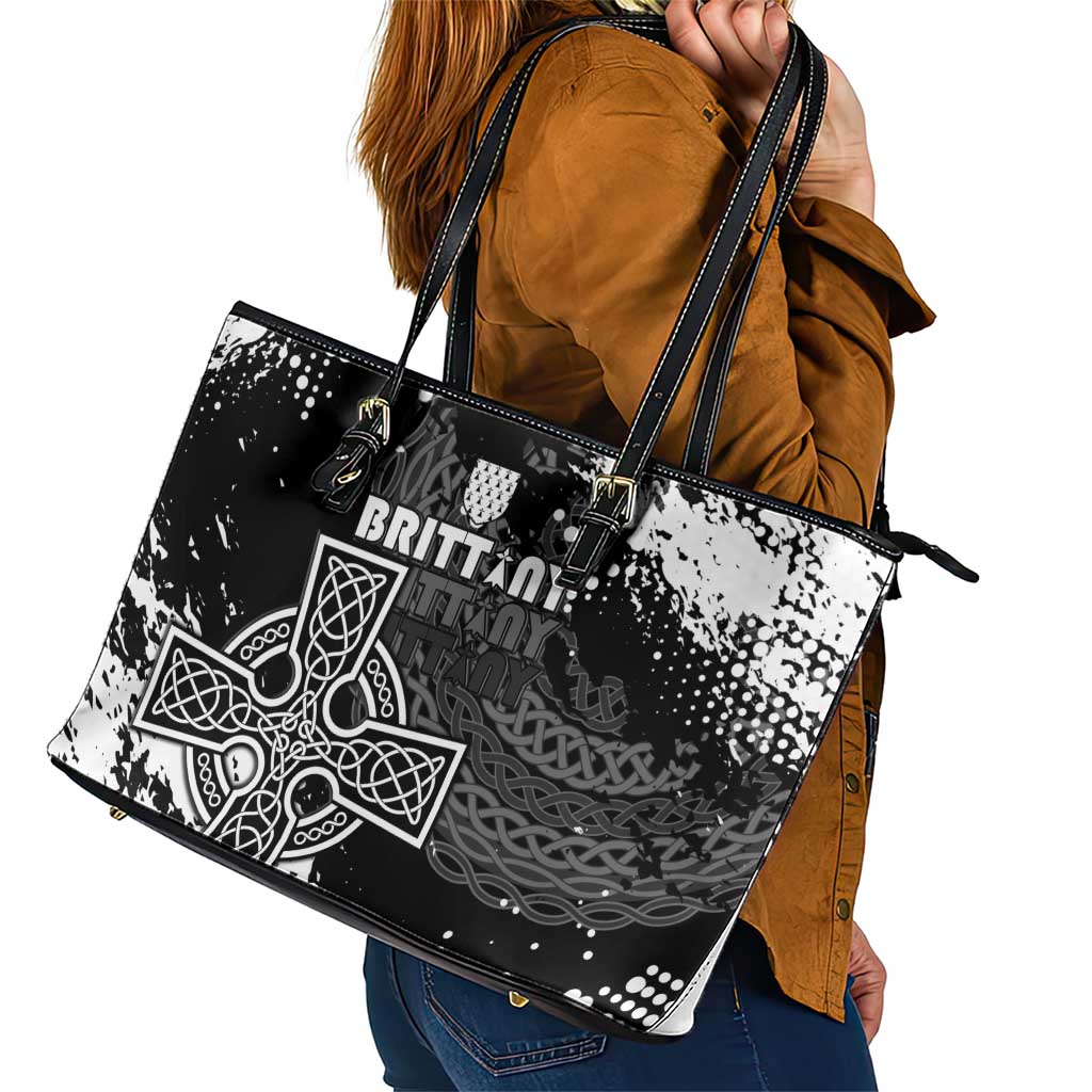Brittany Celtic Cross Leather Tote Bag With Celtic Knotwork - Wonder Print Shop
