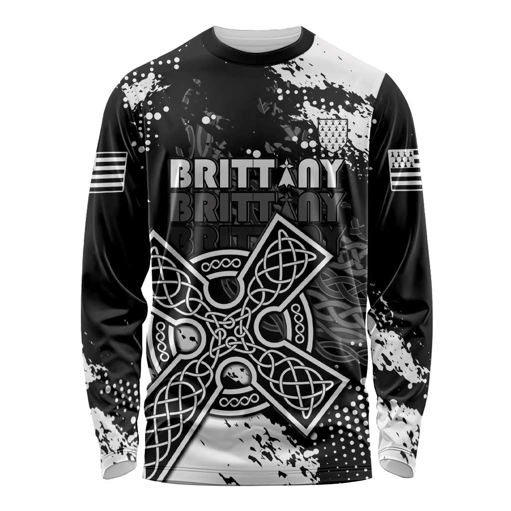 Personalized Brittany Celtic Cross Long Sleeve Shirt With Celtic Knotwork - Wonder Print Shop
