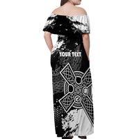 Personalized Brittany Celtic Cross Off Shoulder Maxi Dress With Celtic Knotwork - Wonder Print Shop