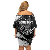 Personalized Brittany Celtic Cross Off Shoulder Short Dress With Celtic Knotwork - Wonder Print Shop