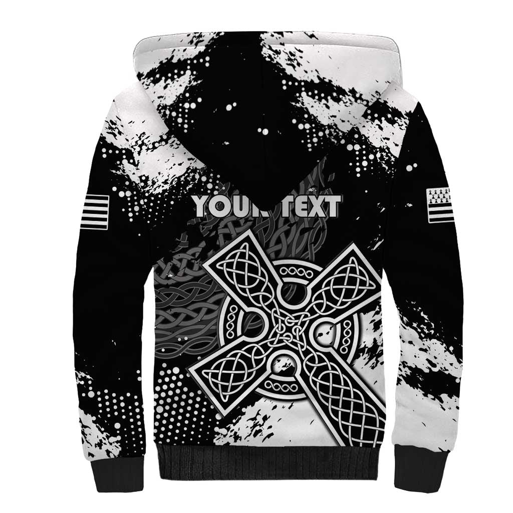 Personalized Brittany Celtic Cross Sherpa Hoodie With Celtic Knotwork - Wonder Print Shop