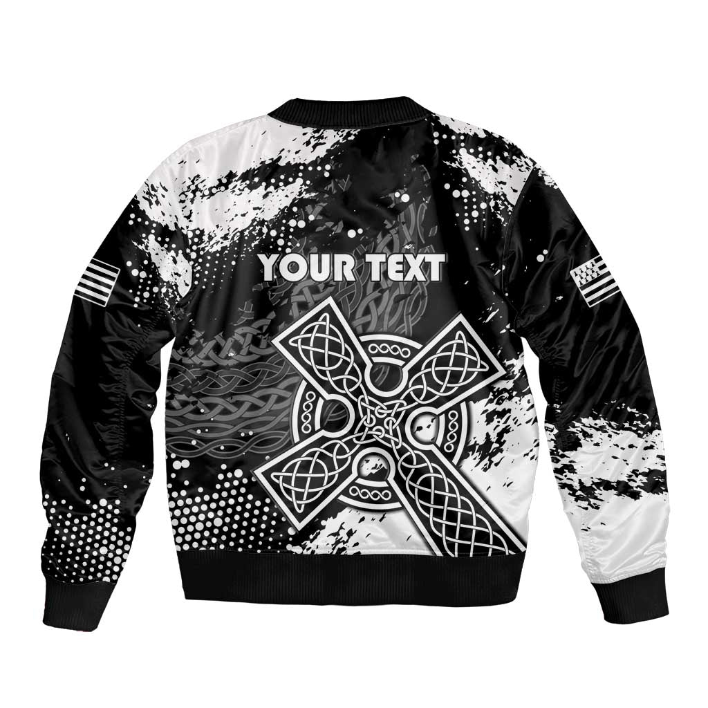 Personalized Brittany Celtic Cross Sleeve Zip Bomber Jacket With Celtic Knotwork - Wonder Print Shop