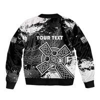 Personalized Brittany Celtic Cross Sleeve Zip Bomber Jacket With Celtic Knotwork - Wonder Print Shop