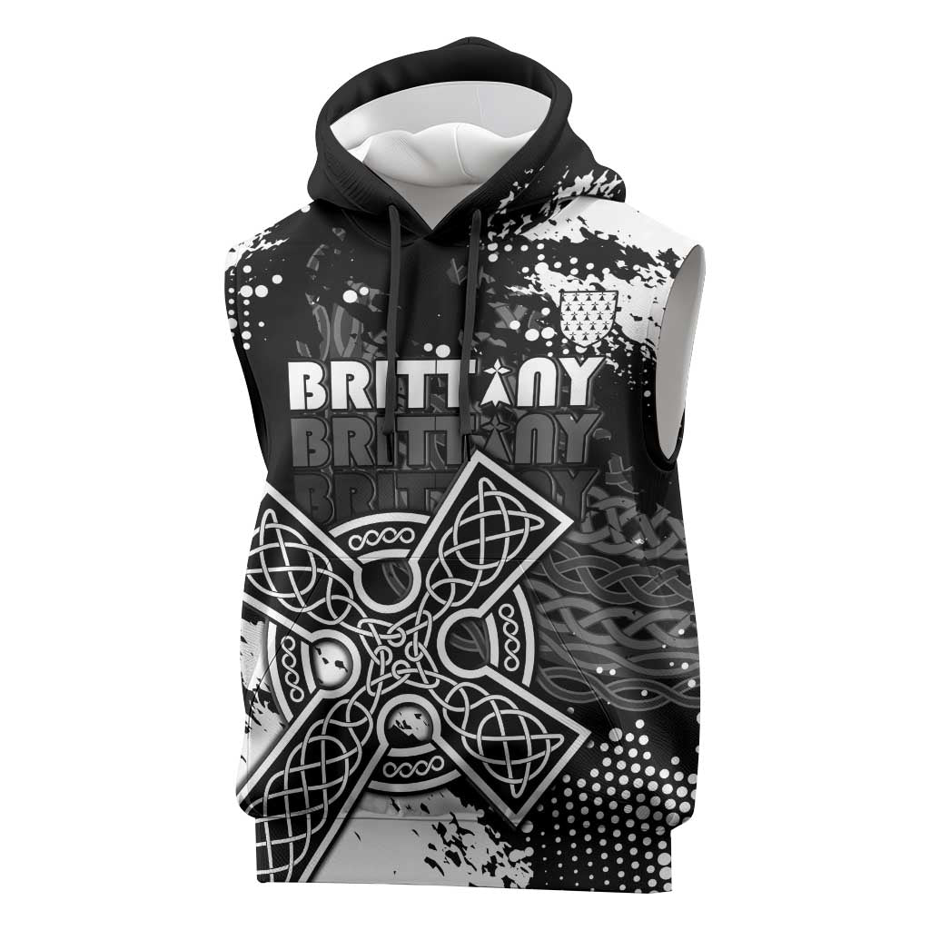 Personalized Brittany Celtic Cross Sleeveless Hoodie With Celtic Knotwork - Wonder Print Shop