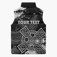 Personalized Brittany Celtic Cross Sleeveless Puffer Jacket With Celtic Knotwork - Wonder Print Shop