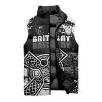 Personalized Brittany Celtic Cross Sleeveless Puffer Jacket With Celtic Knotwork - Wonder Print Shop