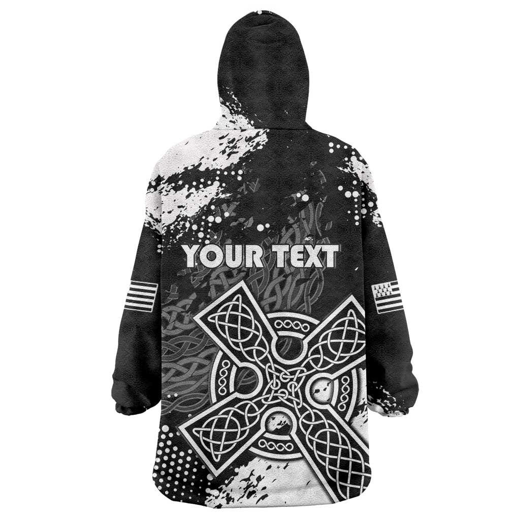 Personalized Brittany Celtic Cross Wearable Blanket Hoodie With Celtic Knotwork - Wonder Print Shop