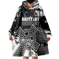 Personalized Brittany Celtic Cross Wearable Blanket Hoodie With Celtic Knotwork - Wonder Print Shop