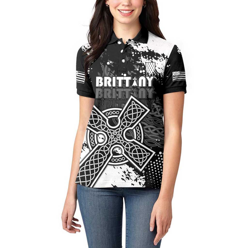 Personalized Brittany Celtic Cross Women Polo Shirt With Celtic Knotwork - Wonder Print Shop