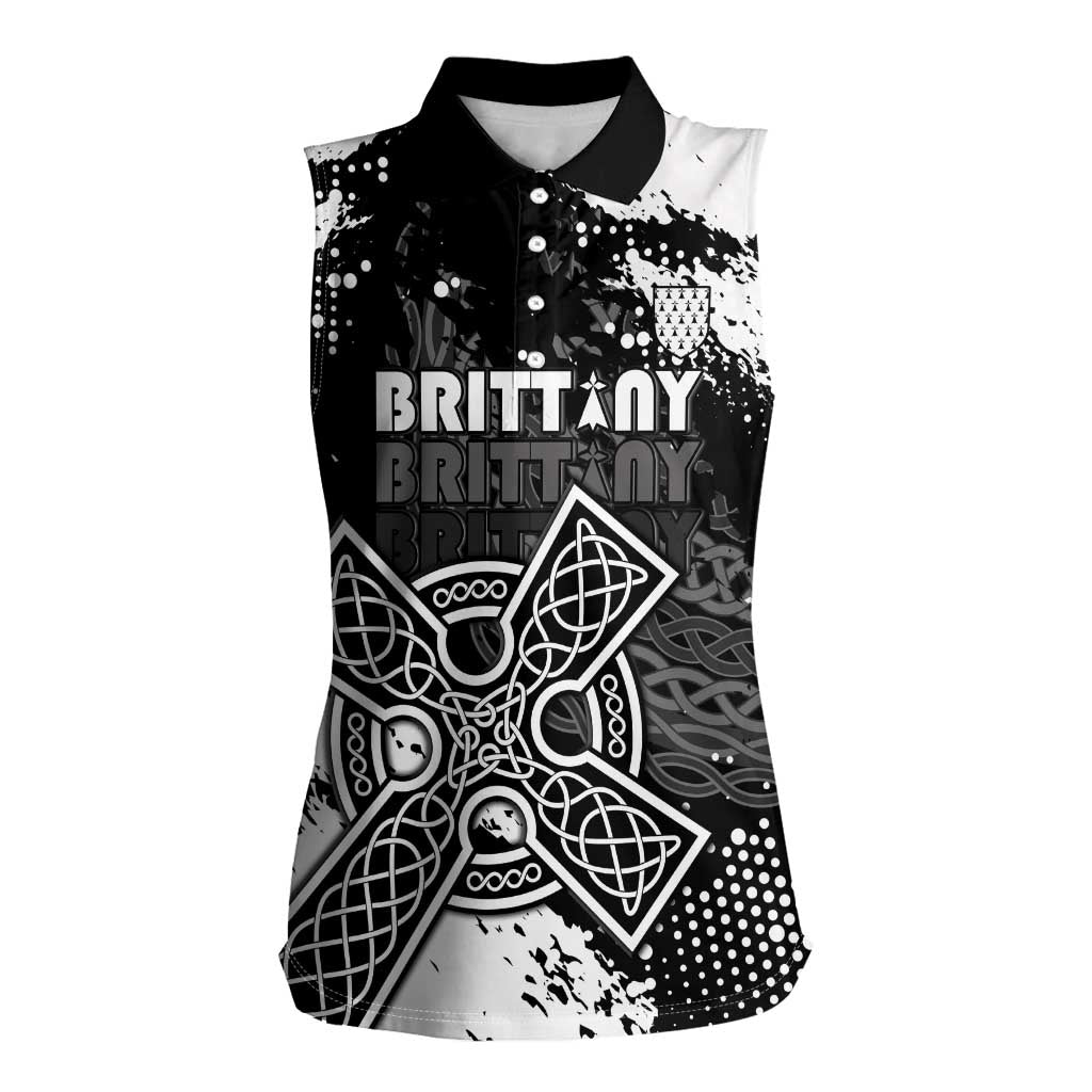 Personalized Brittany Celtic Cross Women Sleeveless Polo Shirt With Celtic Knotwork - Wonder Print Shop