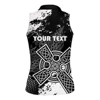 Personalized Brittany Celtic Cross Women Sleeveless Polo Shirt With Celtic Knotwork - Wonder Print Shop