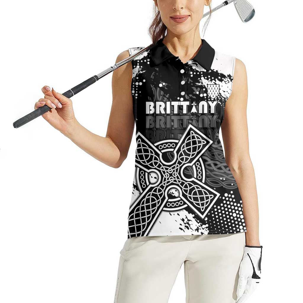 Personalized Brittany Celtic Cross Women Sleeveless Polo Shirt With Celtic Knotwork - Wonder Print Shop