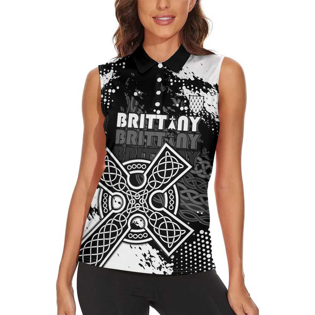 Personalized Brittany Celtic Cross Women Sleeveless Polo Shirt With Celtic Knotwork - Wonder Print Shop