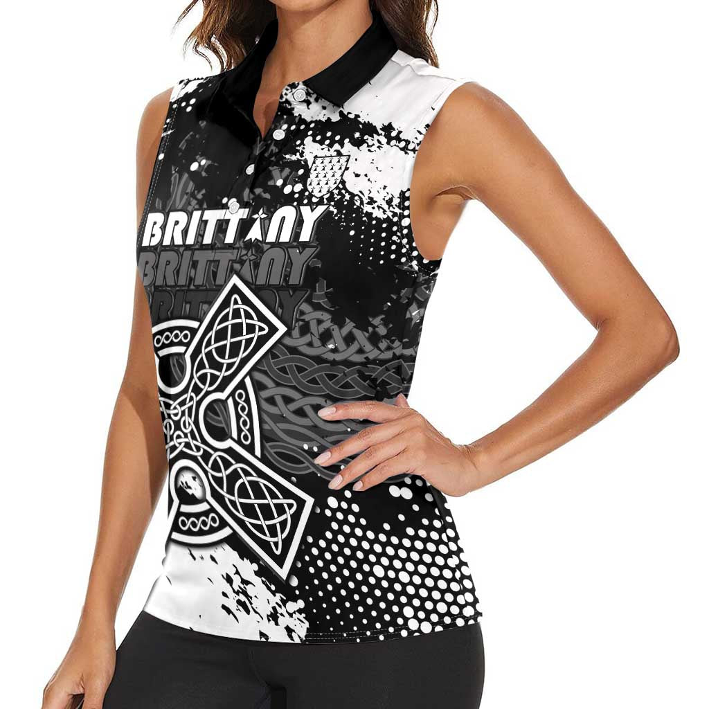 Personalized Brittany Celtic Cross Women Sleeveless Polo Shirt With Celtic Knotwork - Wonder Print Shop
