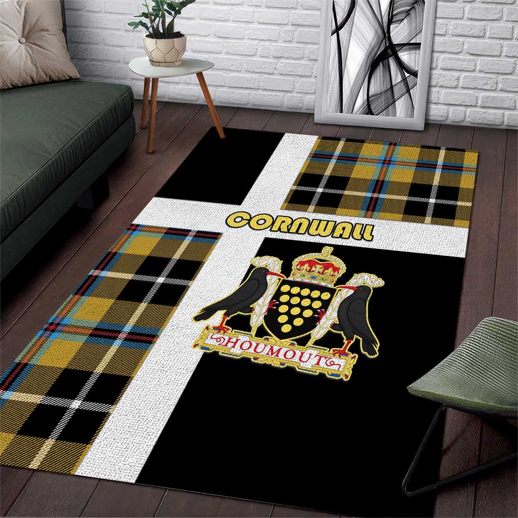 Cornwall Area Rug Coat Of Arms - Cornish Tartan - Wonder Print Shop