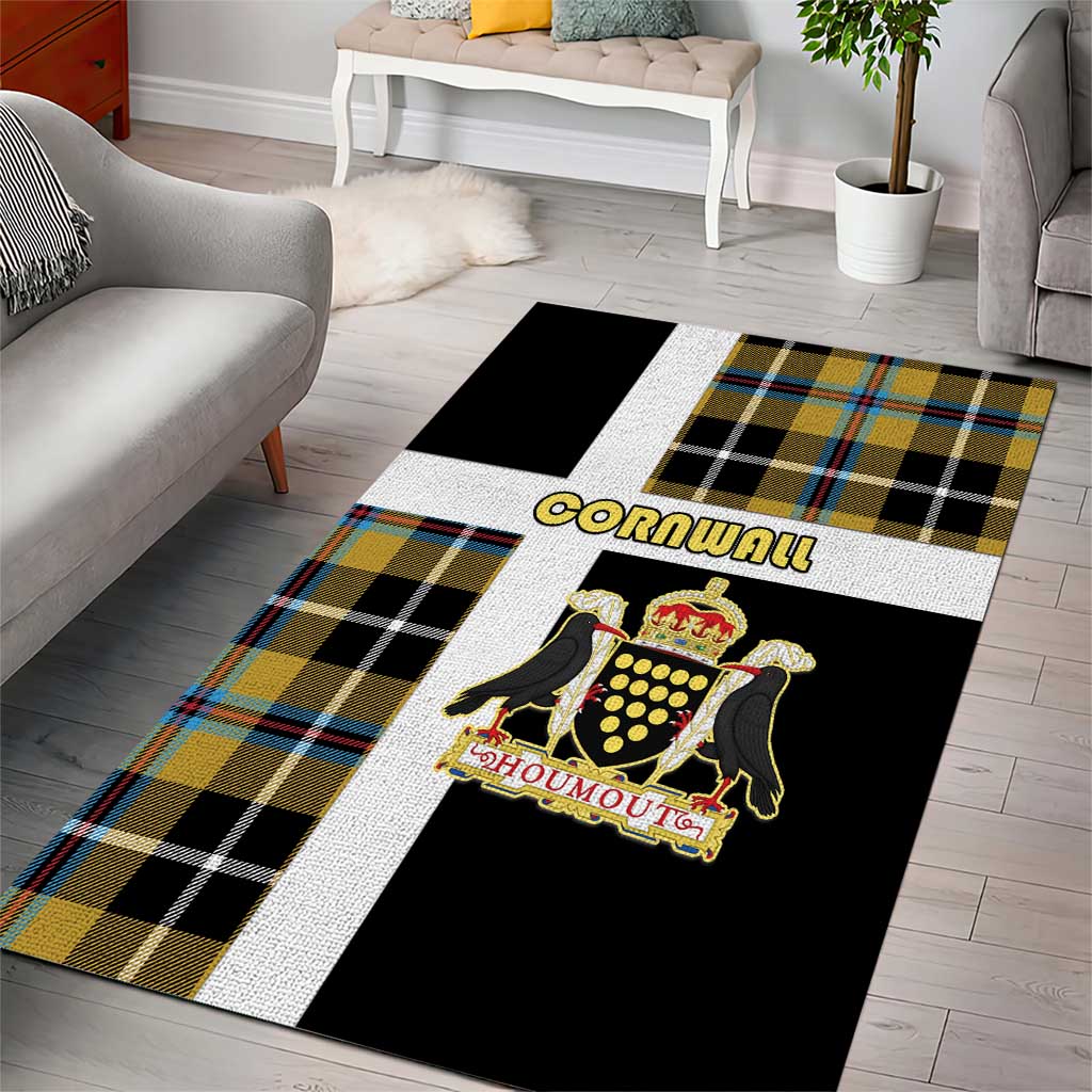 Cornwall Area Rug Coat Of Arms - Cornish Tartan - Wonder Print Shop