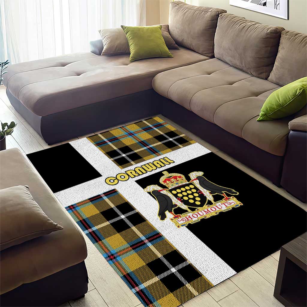 Cornwall Area Rug Coat Of Arms - Cornish Tartan - Wonder Print Shop