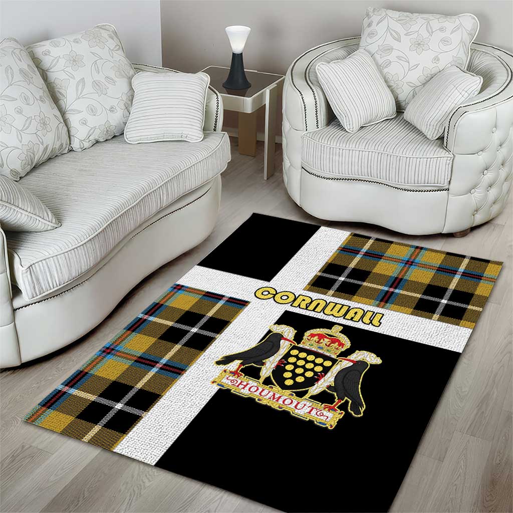 Cornwall Area Rug Coat Of Arms - Cornish Tartan - Wonder Print Shop