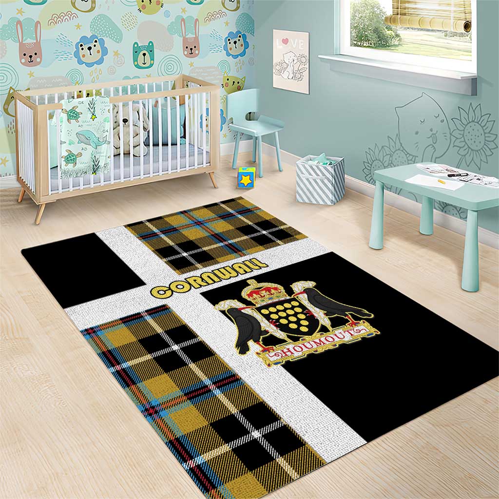 Cornwall Area Rug Coat Of Arms - Cornish Tartan - Wonder Print Shop