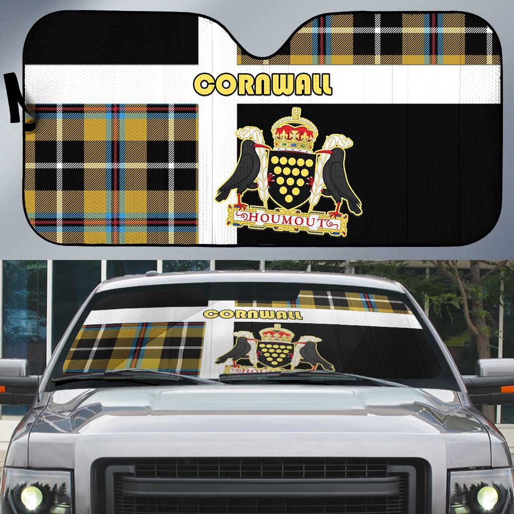 Cornwall Auto Sun Shade Coat Of Arms - Cornish Tartan - Wonder Print Shop