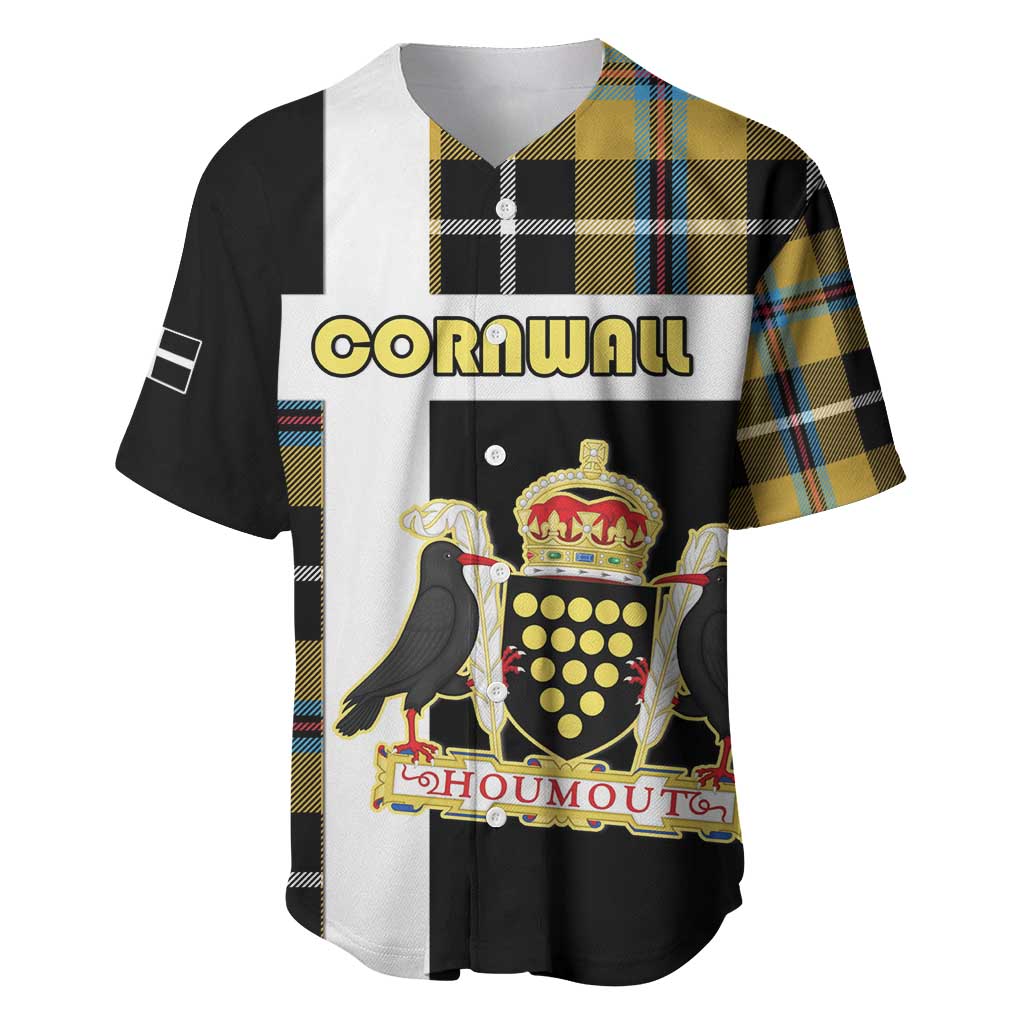 Personalized Cornwall Baseball Jersey Coat Of Arms - Cornish Tartan - Wonder Print Shop
