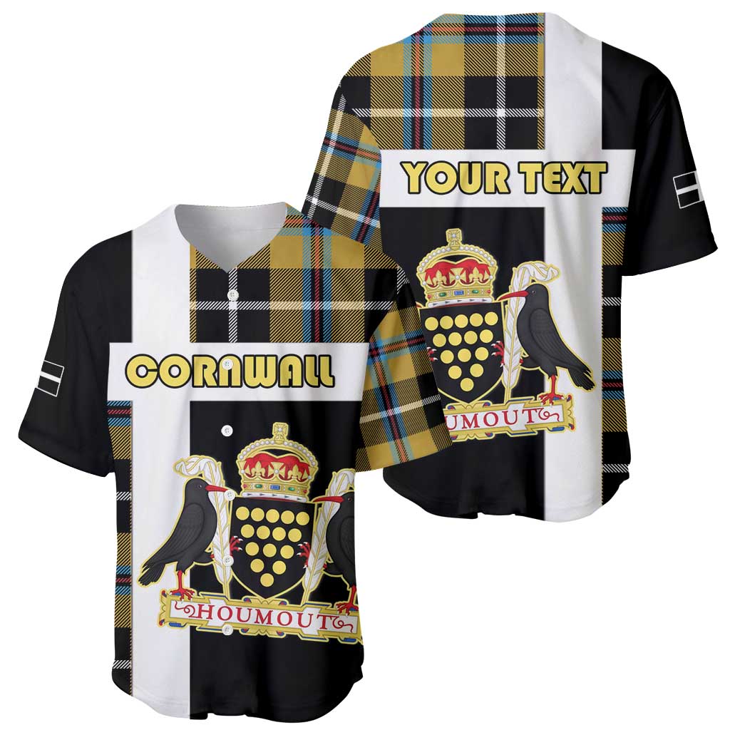Personalized Cornwall Baseball Jersey Coat Of Arms - Cornish Tartan - Wonder Print Shop