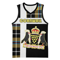 Personalized Cornwall Basketball Jersey Coat Of Arms - Cornish Tartan - Wonder Print Shop