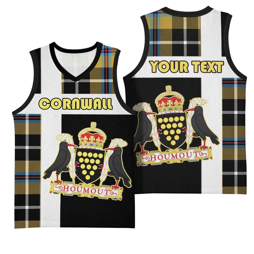 Personalized Cornwall Basketball Jersey Coat Of Arms - Cornish Tartan - Wonder Print Shop